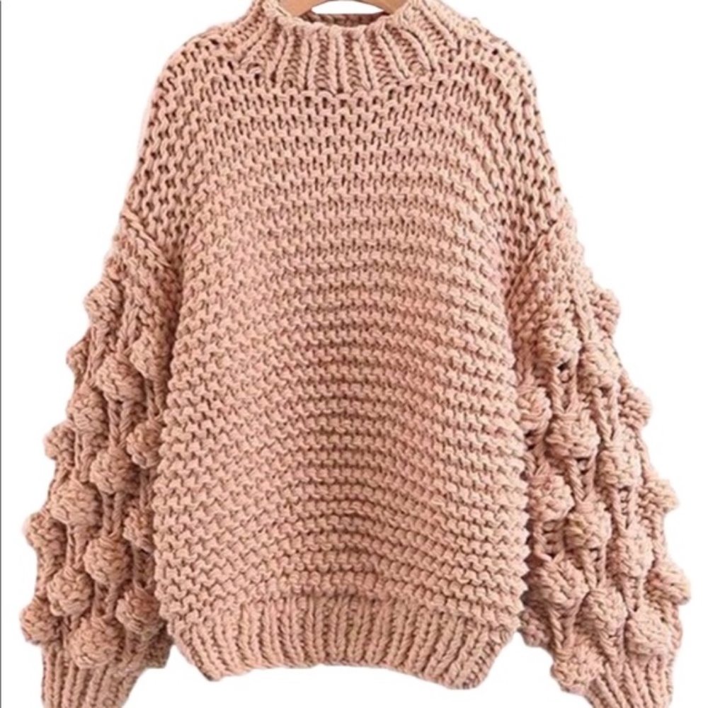 Goodnight Macaroon NWT Tan Pom Pom Sweater
